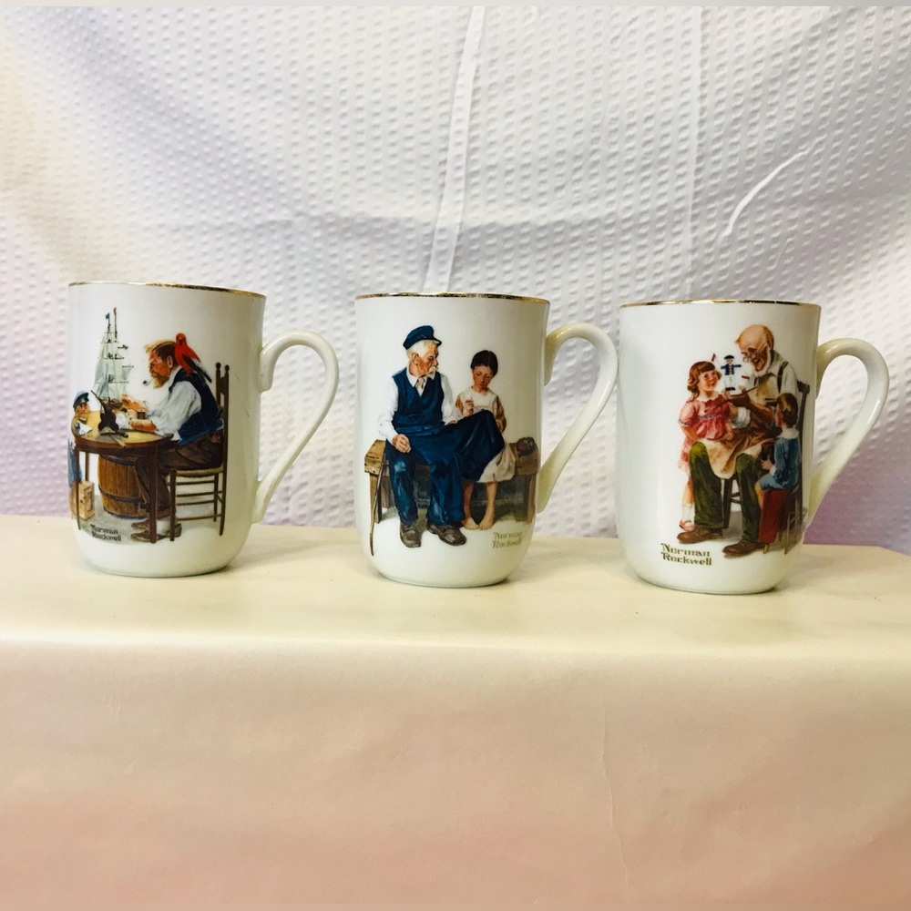 Norman Rockwell Mugs - Set of Three